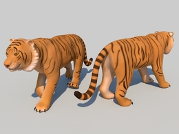 C4D低面卡通绑定老虎模型 Tiger