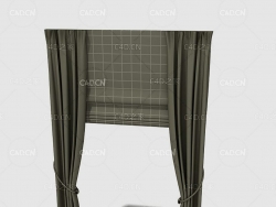 C4D客厅窗帘卧室窗帘室内窗帘模型 Curtain 3D Model-52