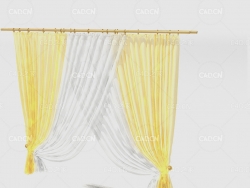 C4D带纱窗的窗帘模型 Curtain 3D Model-14