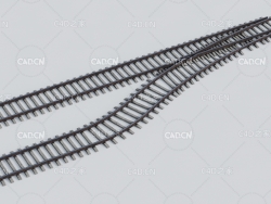 火车轨道线铁轨并线轨道C4D模型