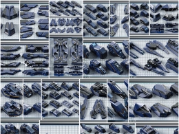 350件高精度科幻宇宙飞船硬面机甲KITBASH零件C4D/OBJ/Blender格式3D模型资产免费下载Artstation - SPACESHIP Hard Surface KITBASH 350 DETAILS