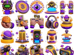 25款卡通元宇宙科技网络智能产品图标3D模型设计素材Meta-universe 3D icon model