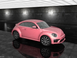 粉色大众甲壳虫汽车C4D模型