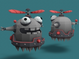 C4D低面卡通飞机模型 char enemy robot