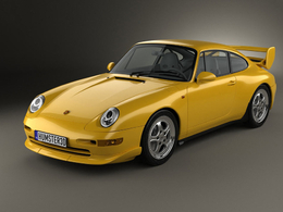 黄色保时捷911跑车C4D模型 Porsche 911 Carrera Clubsport 1995 3D Model