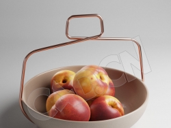 C4D一盆成熟的红色桃子模型 Peach
