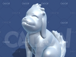 火影忍者犬冢牙赤丸卡通小狗雕塑C4D模型 Akamaru1