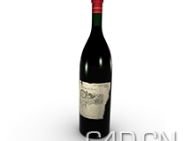 C4D酒瓶模型：红酒、葡萄酒 Bottle