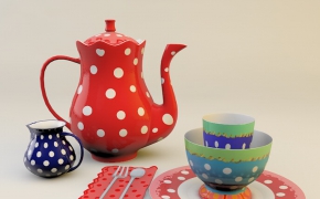 茶具C4D模型 （茶壶、茶杯、盘子）tea set