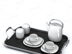 茶具花盘茶壶茶杯C4D模型