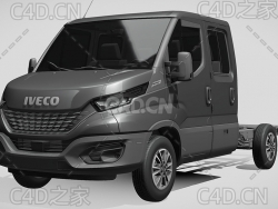 依维柯平板车卡车运输车牵引车2020款C4D汽车模型下载