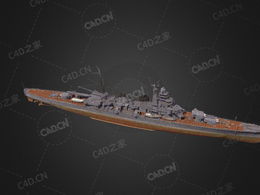 日本二战前青叶号战列舰C4D模型下载Aoba 3d model