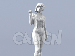 低面多边形卡通人物打招呼的女人模型