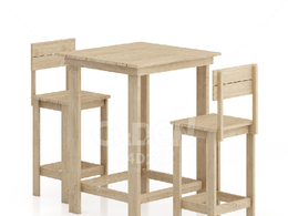 木制桌椅C4D户外庭院家具模型下载