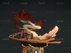 低面卡通玄幻类场景 A Descent - Stylized Diorama