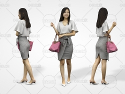 挎包的女孩3D扫描人物模型 Woman Jess Business Walking – 3D Scan Female
