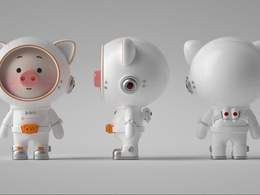 卡通小猪太空服动漫ip角色