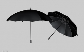 黑色高精度雨伞C4D模型 Umbrella 3D model