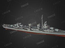 美国海军弗莱彻级驱逐舰弗莱彻号驱逐舰首舰C4D模型下载Fletcher 3d model