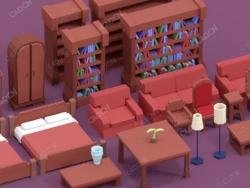 23个低面多边形家具C4D模型Furniture Pack - Oct 2017