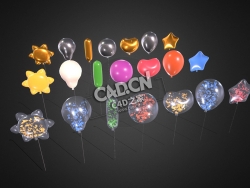 心形气球五星气球C4D模型下载 Air Balloons