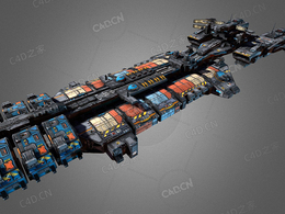 C4D科幻货运船科幻飞船太空舰飞船科幻飞行器太空船外星战舰方舟模型Sci Fi Cargo Ship