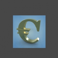 钱币符号模型：欧元符号C4D模型 Europe Euro