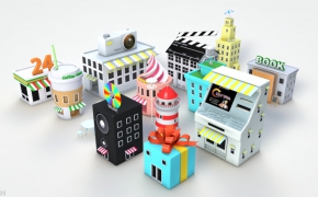 一些有趣的卡通建筑C4D模型 Cartoon architecture