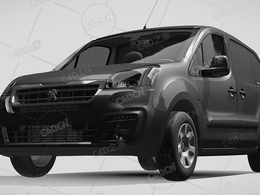 标致合作伙伴封闭车厢面包车货车2017款C4D汽车模型下载