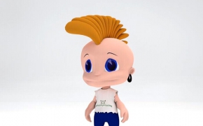 蓝眼卡通男孩C4D模型 Cartoon boy 3D model