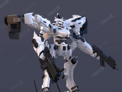 科幻机甲战士C4D模型White Glint