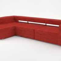 红色沙发C4D模型 3D model of sofa