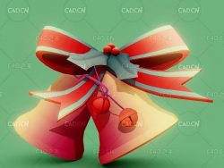 圣诞节低面卡通铃铛C4D模型 Cartoon bell