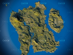 绝地球星海岛卫星鸟瞰地图地形C4D模型map_PUBG_color
