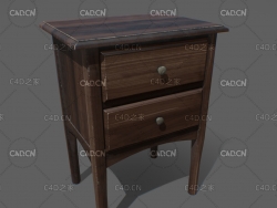C4D复古实木老家具床边柜模型 Decorative Table