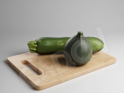 C4D案板上的西葫芦北瓜夏南瓜模型 Zucchini
