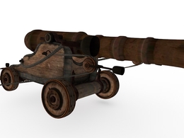 古代舰船上的土炮 大炮C4D模型 Golden Hind Canon