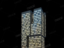夜间摩天大楼办公楼写字楼C4D模型 Archmodels Vol.103_Night Skyscrapers - model-42