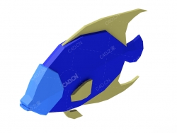 低面多边形卡通深海鱼动画C4D模型Fish