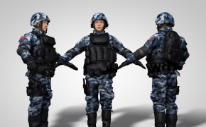 中国海军陆战队迷彩军人C4D模型