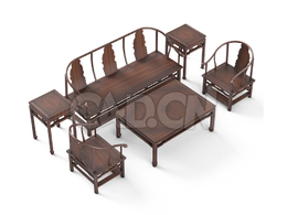 明清风格客厅实木家具六件套中式古典家具