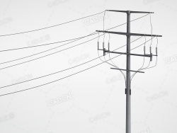 金属电线杆C4D模型下载