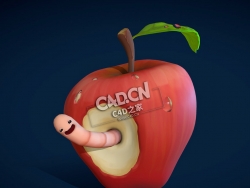卡通苹果虫子动画C4D模型下载 Hello There
