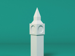 低面卡通钟楼图标模型Big Ben