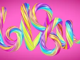 C4D卷曲的彩条文字创意工程文件 The color of the text