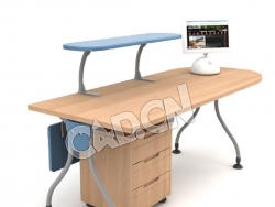 单人电脑桌设计师桌子办公家具C4D模型