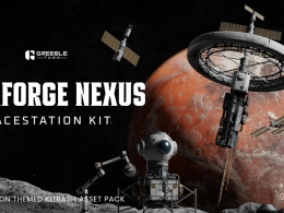 超480款高精度科幻太空空间站卫星基地3D模型资产套装银河未来外星殖民地城市拼搭资源包 Starforge Nexus - Spacestation Kitbash Greeble Assets