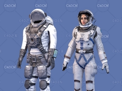 身穿航天服的女宇航员C4D模型 astronaut