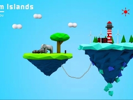 C4D视觉设计_C4D空中小岛