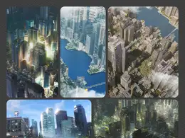 C4D城市楼房场景生成预设City Rig 2.0 for octane/Standard中文汉化版预设